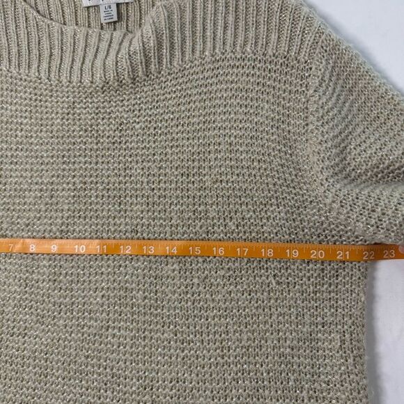 Tommy Bahama Boat Neck Wool Sweater Knit Women Size L Gold Metallic Relaxed Fit - Picture 3 of 9